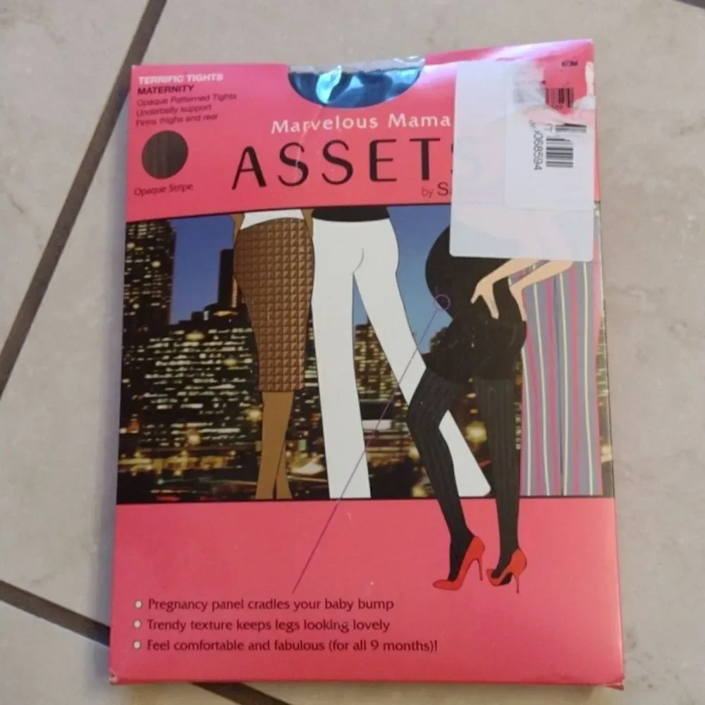 Spanx Assets Marvelous Mama Tights Maternity hosiery Opaque Stripe Black size 1